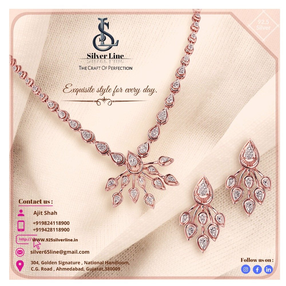 Best Design with extraordinary Craftmanship 92.5 Silver Rosegold Necklace